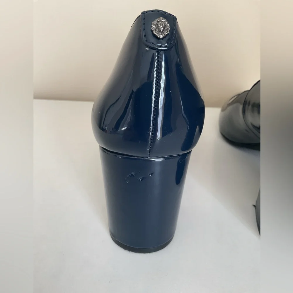 Anne Klein Navy Peep Toe Block Heel Pumps Comfort Classic Size 10M - Picture 5 of 9